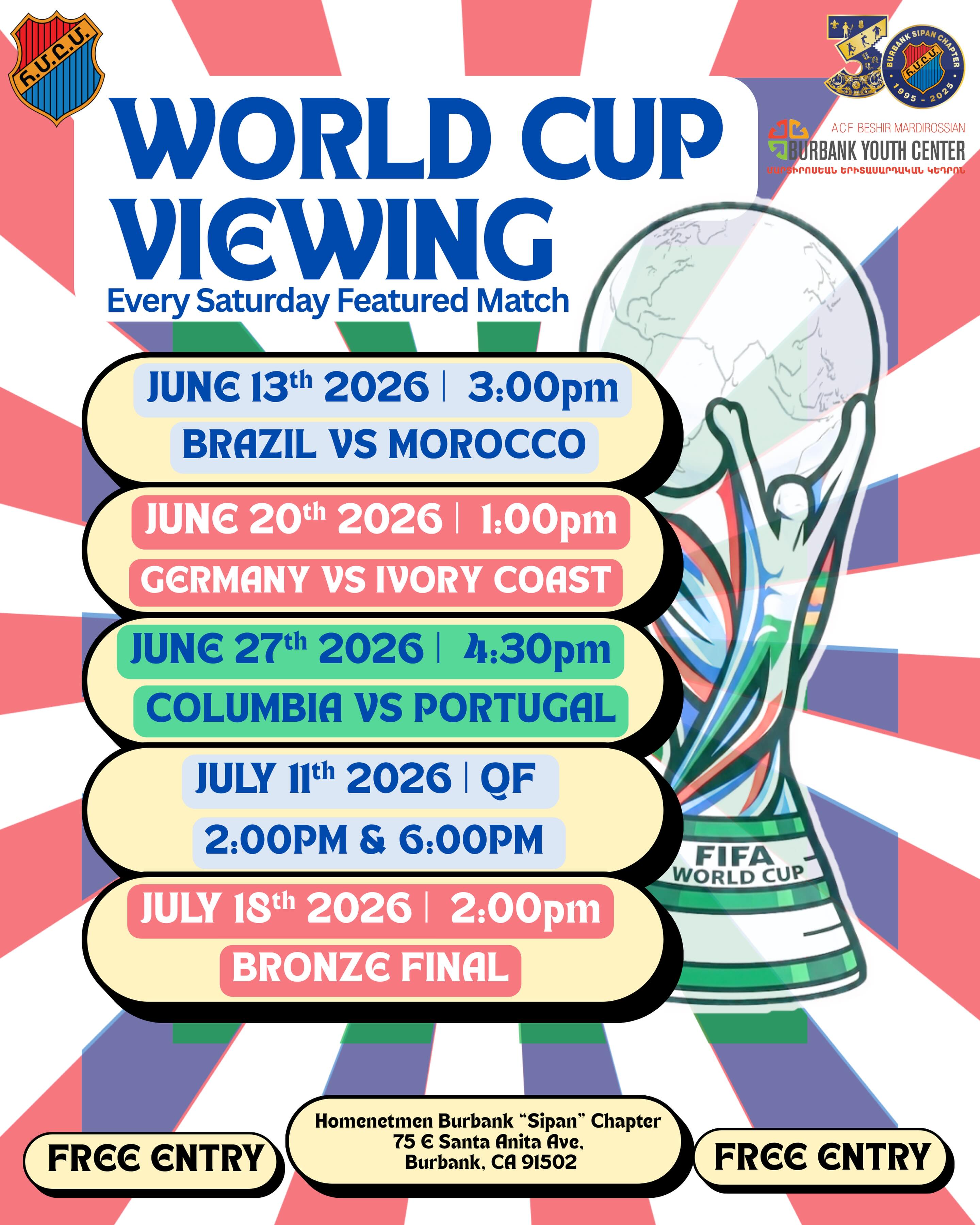 World Cup Watch Party — Quarterfinals (Homenetmen Burbank)